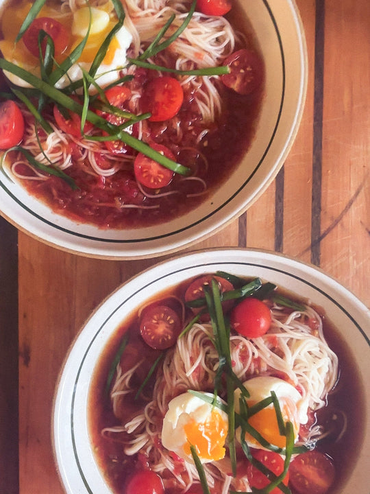 Cold Spicy Tomato Noodles with Bloody Mary Broth